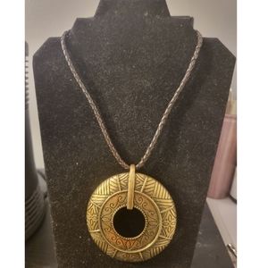Oversized Etched Disk Necklace